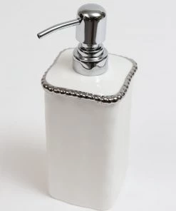 Inspire Me! Home Decor White & Silver Beaded Vanity Collection (3 Items) Each Sold Indiviually