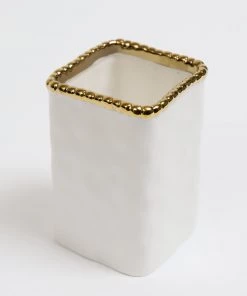 Inspire Me! Home Decor White & Gold Beaded Vanity Collection (3 Items) Each Sold Individually