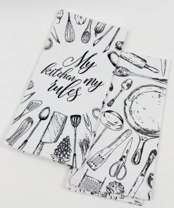Inspire Me! Home Decor Set Of 2 Black And White Kitchen Utensil Towels (3 Styles)