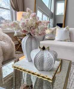 Inspire Me! Home Decor White Pomegranate Vase With Gold Trim (2 Sizes)