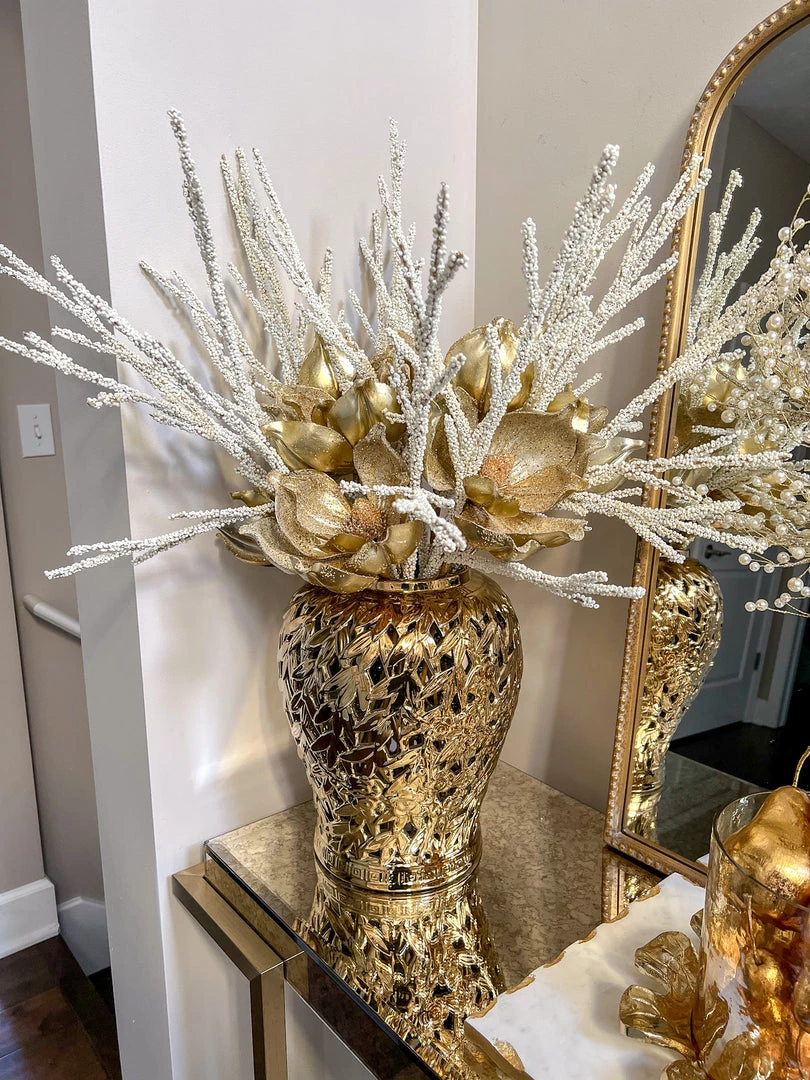 Inspire Me! Home Decor Gold Leaf Pattern Ginger Jar (2 Sizes) 8 Inspire Me! Home Decor Gold Leaf Pattern Ginger Jar (2 Sizes)