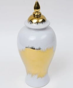 Inspire Me! Home Decor White And Gold Ginger Jar (3 Sizes)