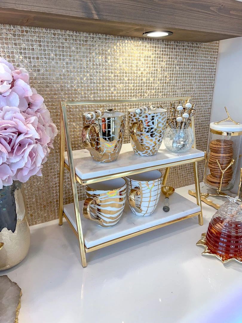 Inspire Me! Home Decor Set Of 4 - 19 Oz Gold Metallic Pattern Print Mugs 9 Inspire Me! Home Decor Set Of 4 - 19 Oz Gold Metallic Pattern Print Mugs