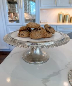 Inspire Me! Home Decor Marble Cake Stand With Ripple Edge (2 Colors) Gold