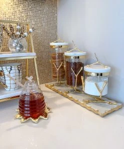 Inspire Me! Home Decor Marble Metallic Edged Rectangle Tray (2 Colors)