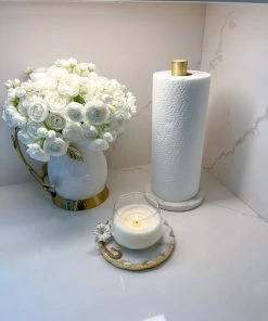 Inspire Me! Home Decor Paper Towel & Napkin Holders Marble And Brass Paper Towel Holder