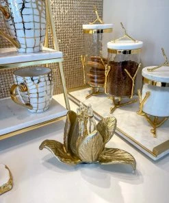 Inspire Me! Home Decor Gold Budding Tulip With Glass Vase