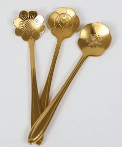 Inspire Me! Home Decor Set Of 3 Gold Flower Tea Spoons 5 Inspire Me! Home Decor Set Of 3 Gold Flower Tea Spoons