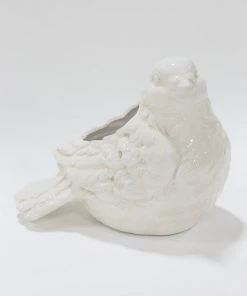 Inspire Me! Home Decor SEASONAL White Outdoor/Indoor Bird Planter/Vase