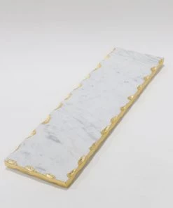 Inspire Me! Home Decor Marble Metallic Edged Rectangle Tray (2 Colors)