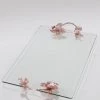 Inspire Me! Home Decor Rose Gold Crystal Floral Handled Glass Tray