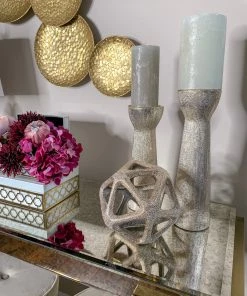 Inspire Me! Home Decor Set Of 2 Ceramic Beaded Candle Holders (2 Colors)