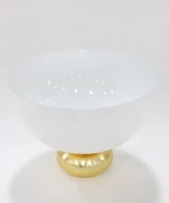 Inspire Me! Home Decor White Glass Bowl With Gold Round Base