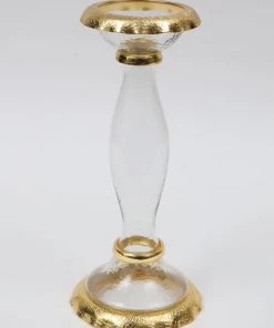 Inspire Me! Home Decor Glass Candle Holders With Gold Ruffle Detail (2 Sizes)