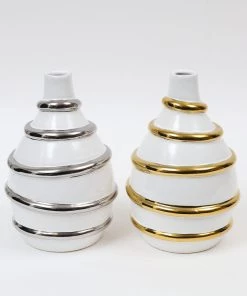 Inspire Me! Home Decor White Porcelain Vase With Stripe Design (2 Colors)