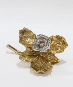 Inspire Me! Home Decor Gold/Silver Floral Candle Holder