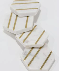 Inspire Me! Home Decor Marble Hexagon Coasters With Gold Inlay (Set Of 4)