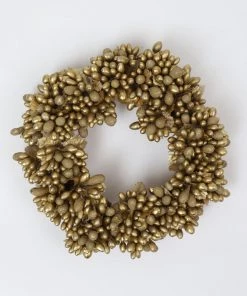 Inspire Me! Home Decor Gold Beaded Candle Wreath