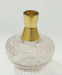 Inspire Me! Home Decor Amber Glass Vase With Gold Neck (2 Sizes)