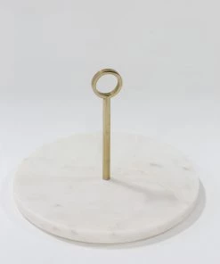 Inspire Me! Home Decor KITCHEN Marble Coffee/Tea Round Serving Tray