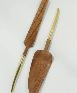 Inspire Me! Home Decor Wood Servers W/ Gold Metal Handle