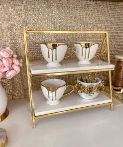 Inspire Me! Home Decor White Ceramic Mug With Gold Drip Design