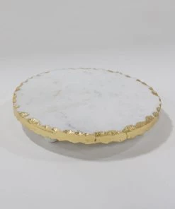 Inspire Me! Home Decor Marble Trivet With Textured Gold Edge