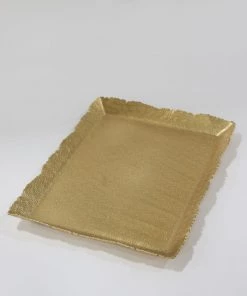 Inspire Me! Home Decor Textured Metal Gold Rectangle Tray