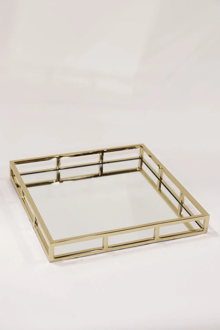 Inspire Me! Home Decor Large Gold Square Mirror Glass Tray 5 Inspire Me! Home Decor Large Gold Square Mirror Glass Tray