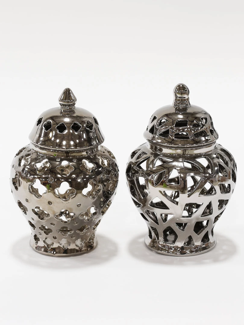 Inspire Me! Home Decor Silver Extra Mini Cut-Out Ginger Jar 5 Inspire Me! Home Decor Silver Extra Mini Cut-Out Ginger Jar