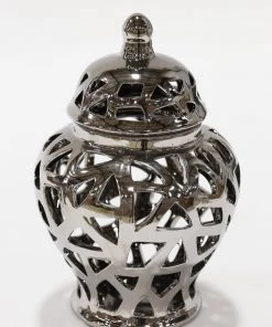 Inspire Me! Home Decor Silver Extra Mini Cut-Out Ginger Jar