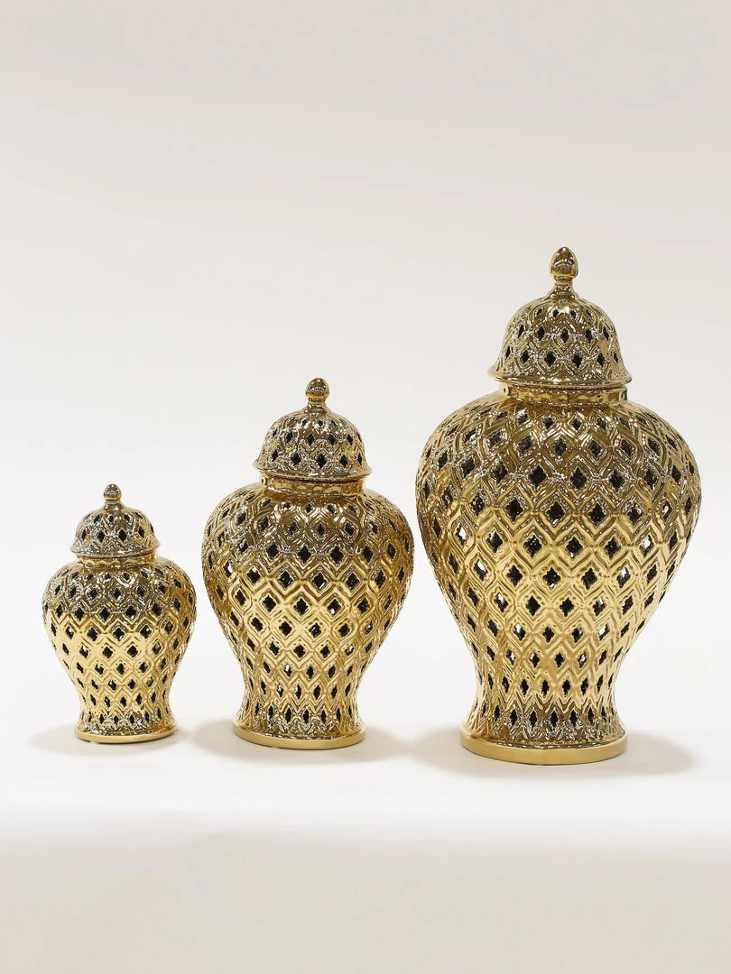 Inspire Me! Home Decor Extra Mini/Miniature Gold Ginger Jar 6 Inspire Me! Home Decor Extra Mini/Miniature Gold Ginger Jar