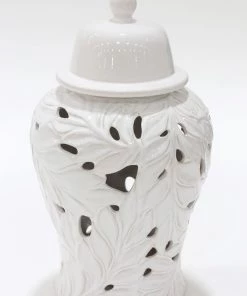 Inspire Me! Home Decor White Leaf Ginger Jar