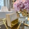 Inspire Me! Home Decor Square Marble Coasters With Gold Edge & Gold Metal Holder