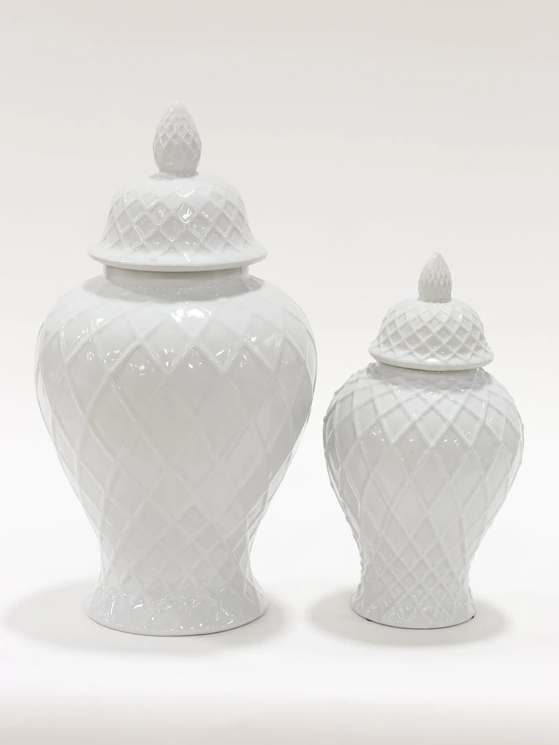 Inspire Me! Home Decor White Lattice Ginger Jar (2 Sizes) 6 Inspire Me! Home Decor White Lattice Ginger Jar (2 Sizes)