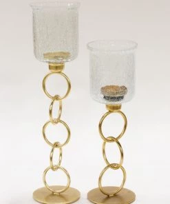 Inspire Me! Home Decor Crackled Glass Link Standing Candle Holder (2 Sizes) 11 Inspire Me! Home Decor Crackled Glass Link Standing Candle Holder (2 Sizes)