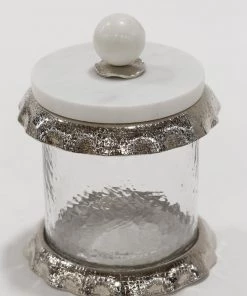 Inspire Me! Home Decor Marble & Silver Hammered Canisters