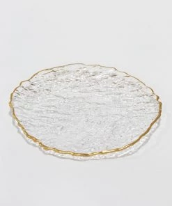 Inspire Me! Home Decor Glass Textured Dessert Plate With Gold Trim