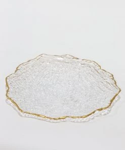 Inspire Me! Home Decor Glass Textured Dinner Plate With Gold Trim