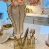 Inspire Me! Home Decor Gold & Glass Utensil Holder With Gold Linear Details