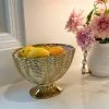 Inspire Me! Home Decor Gold Ceramic Ribbed Footed Bowl