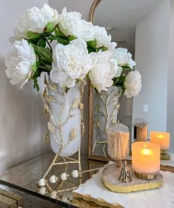 Inspire Me! Home Decor Cream Real Touch Peony Stem