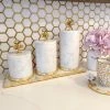 Inspire Me! Home Decor Marble Canisters With Floral Design Lid (2 Colors, 3 Sizes) Gold