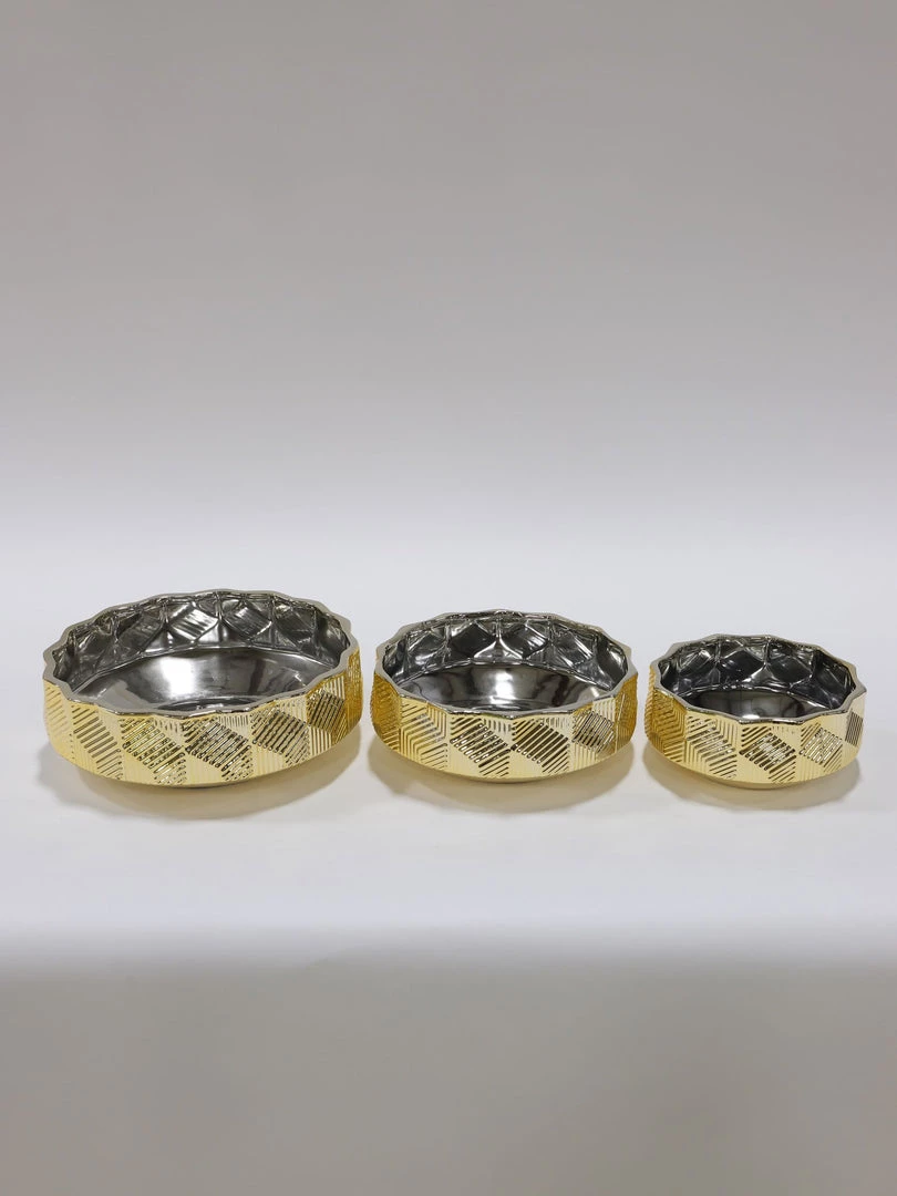 Inspire Me! Home Decor Champagne Textured Ceramic Bowls (3 Sizes) 5 Inspire Me! Home Decor Champagne Textured Ceramic Bowls (3 Sizes)