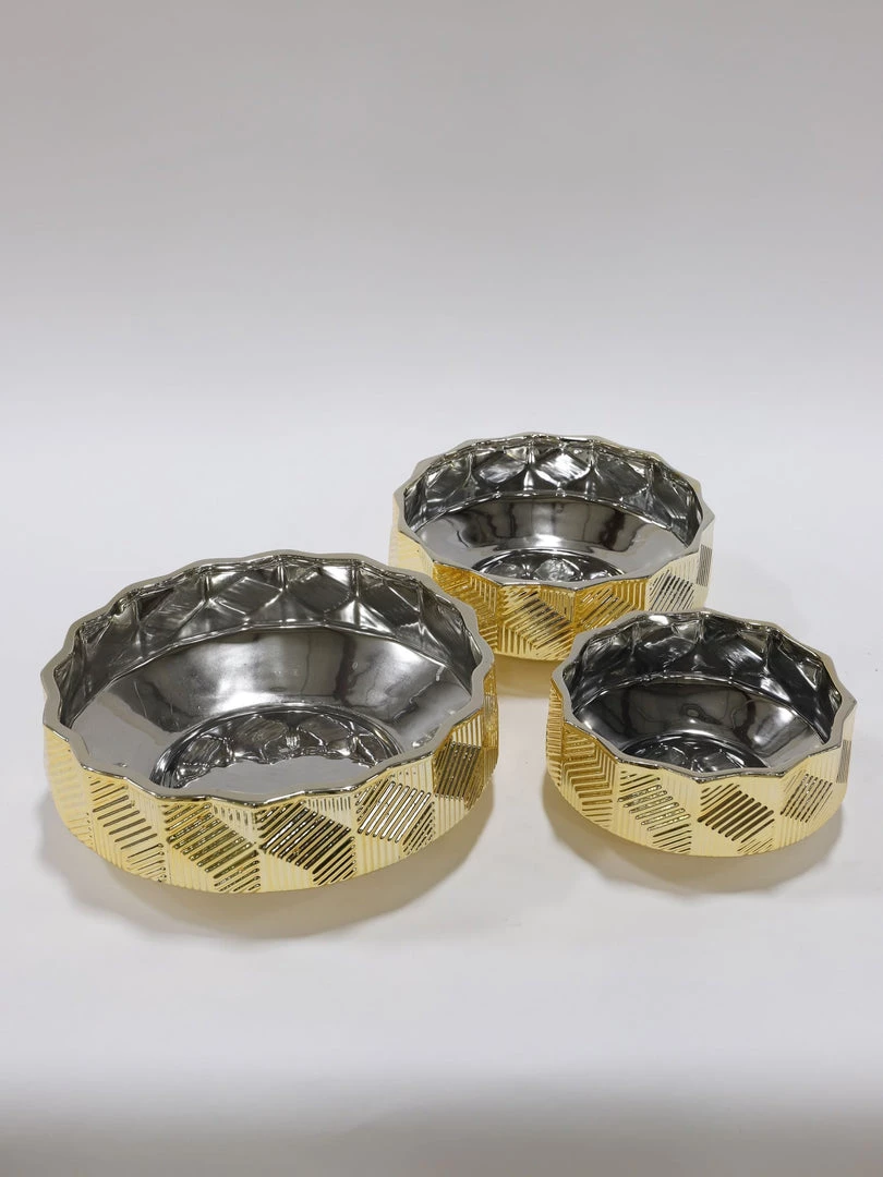 Inspire Me! Home Decor Champagne Textured Ceramic Bowls (3 Sizes) 6 Inspire Me! Home Decor Champagne Textured Ceramic Bowls (3 Sizes)