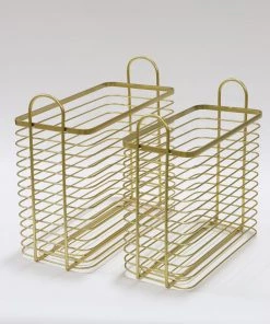 Inspire Me! Home Decor Tall Gold Metal Baskets (Set Of 2)