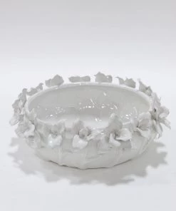 Inspire Me! Home Decor White Floral Ceramic Bowl