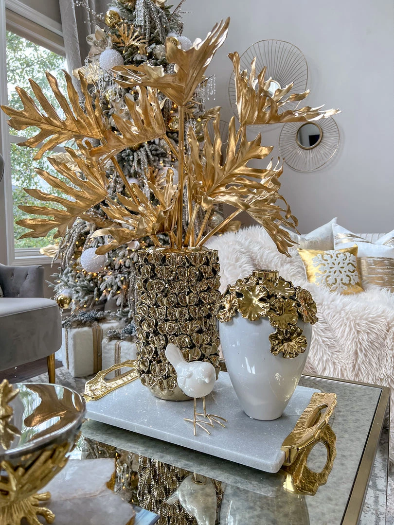 Inspire Me! Home Decor Gold Cascading Floral And White Vase 8 Inspire Me! Home Decor Gold Cascading Floral And White Vase