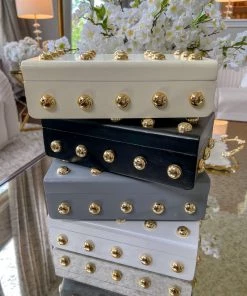 Inspire Me! Home Decor Studded Decorative Wood Boxes (4 Colors)