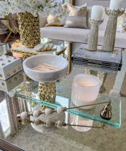 Inspire Me! Home Decor Marble Bowl With Intricate Detailed Metal Base (2 Colors)